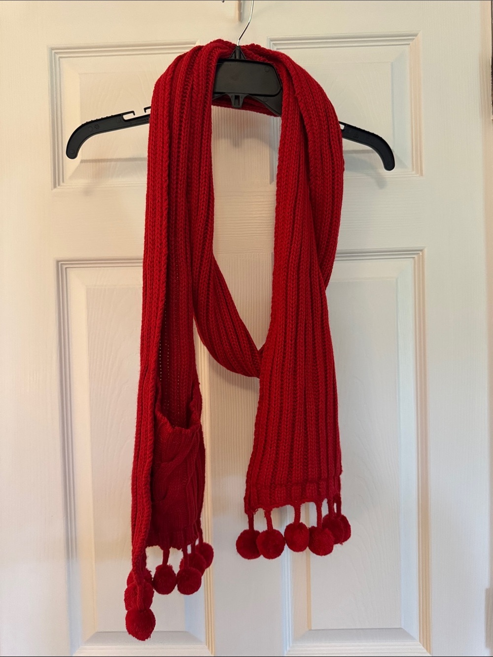 Bath & Body Works Classic Red Knit Pom-Pom Scarf with Hand Pockets